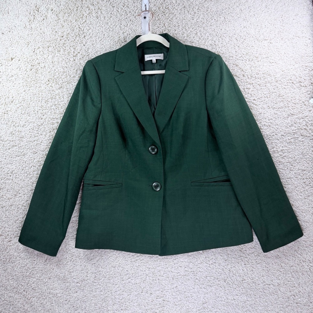 Evan-Picone Blazer Womens 16 Green 2-Button Structured Professional Suit Jacket